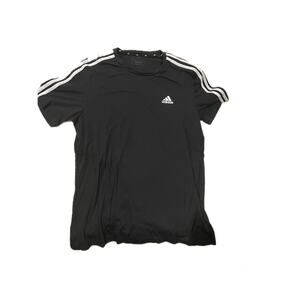 Adidas Black Three Strip Tee Shirt Mens M